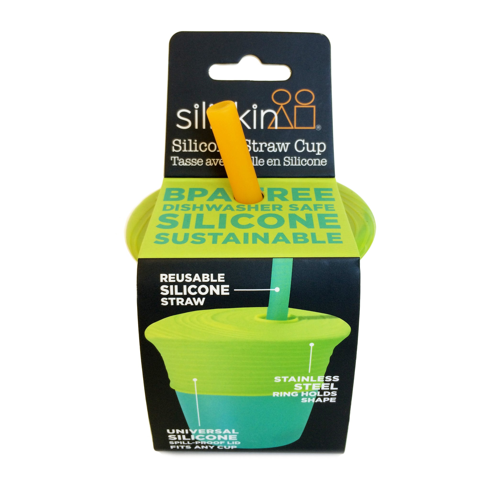  GoSili Universal Silicone Straw Top Lids, Lime/Green