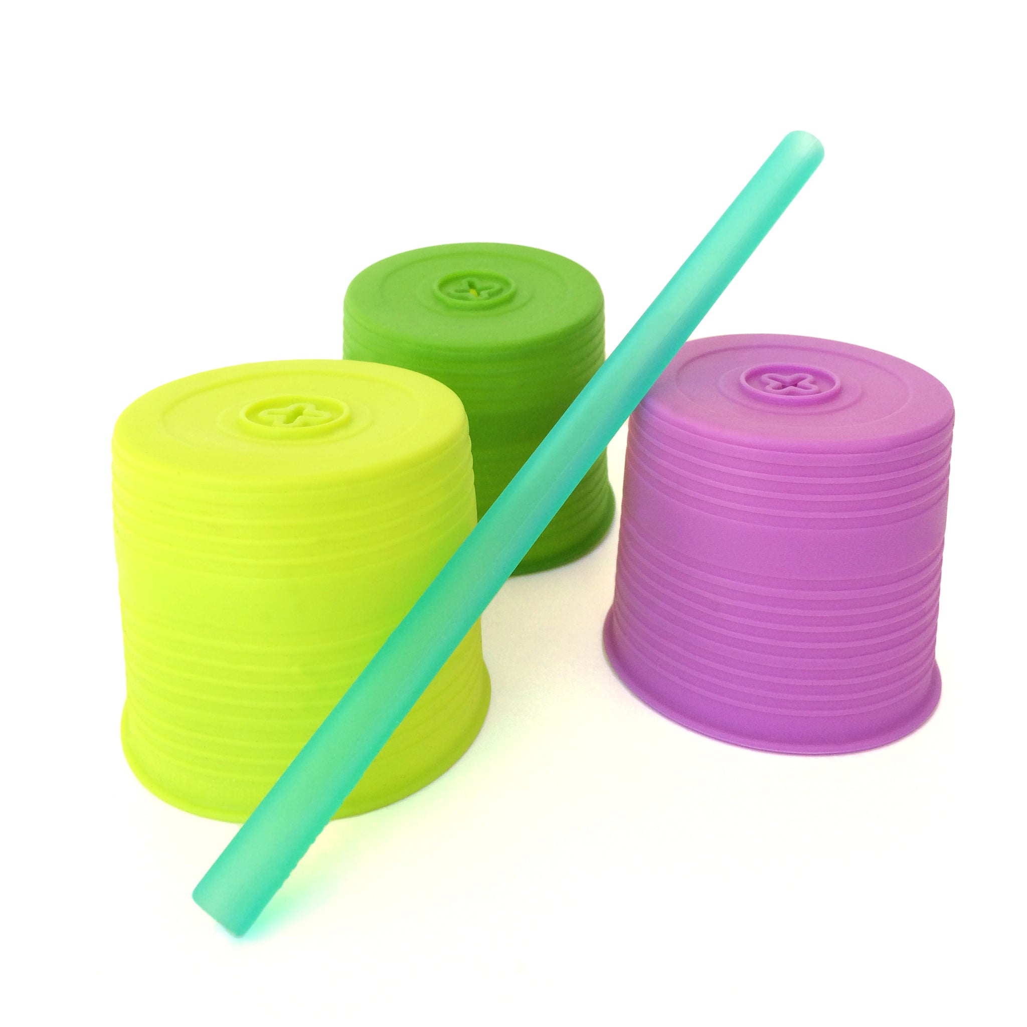  GoSili Universal Silicone Straw Top Lids, Lime/Green